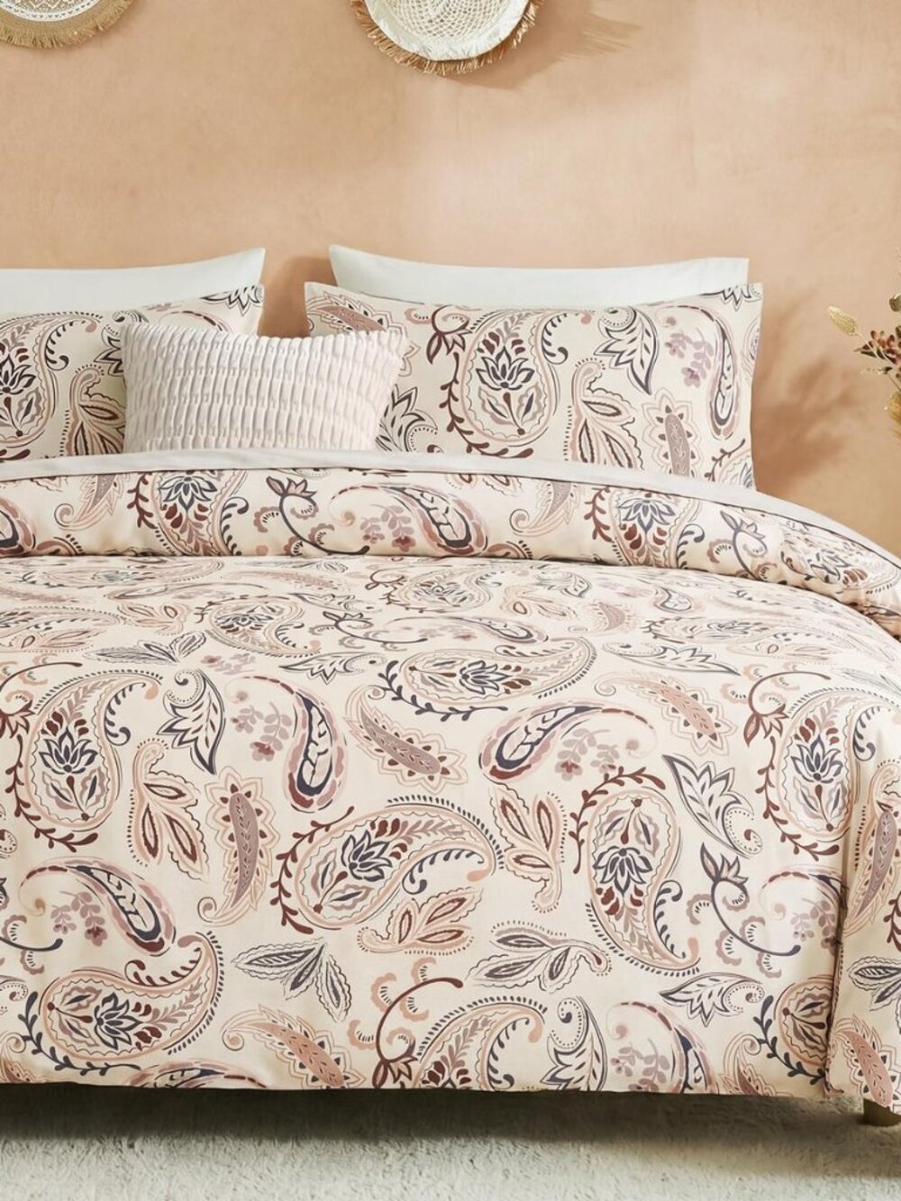 Paisley Cotton Duvet Cover Set Queen Size, 100% Cotton Bedding Set 200 TC Soft